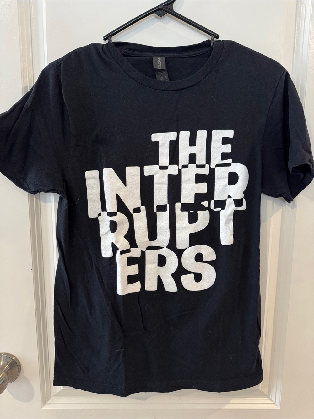 Black Graphic Concert Tee with White 'THE INTERRUPTERS' Print